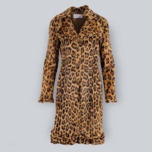 Valentino Leopard Ruffled Coat | Brown | New